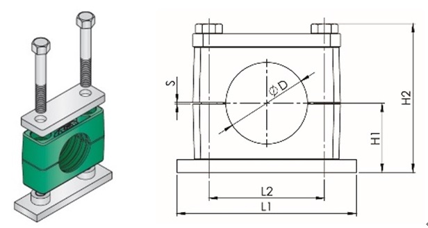 613972 - 聚丙烯管夹，带焊接板重型82.5MM