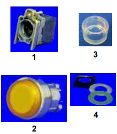 Pushbutton switches with momentary contact, bore 22 mm diam, make Telemecanique