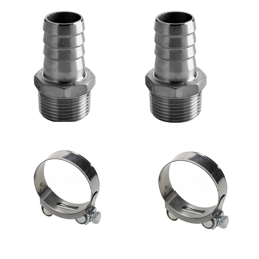 UNITOR AEROFLOW DOUBLE DIAPHRAGM PUMP 1 INCH SS/ALU - FLUID BARBS + COLLAR CLAMPS (2PCS EACH)