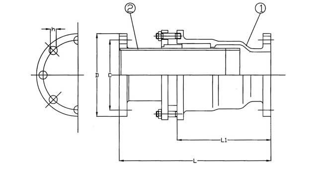 735096 EXPANSION JOINT SLEEV TYPE, DUCTILE IRON 16KG 150MM L522MM