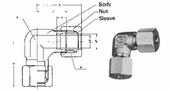 734074 UNION ELBOW FLARELESS BRASS, 10MMXPF3/8