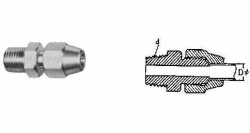 733632 HALF UNION FLARED BRASS, TAPER THREAD 6MM X PT1/4