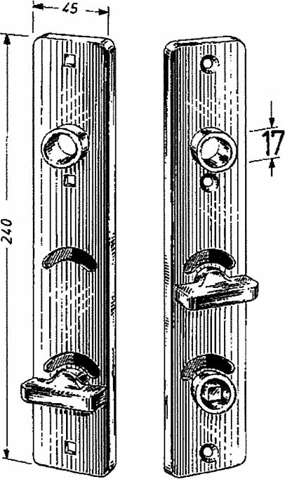 492177 DOOR PLATE SHORT SAINLESS, FOR THICK 35-42MM #6645 WCP/75