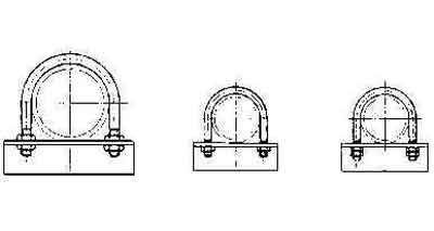 696744 U-BOLT STEEL PIPE 200A M20, WITH SEAT & NUT