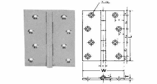 490415 BUTT HINGE FOR CABIN DOOR, STAINLESS STEEL L102XW71MM