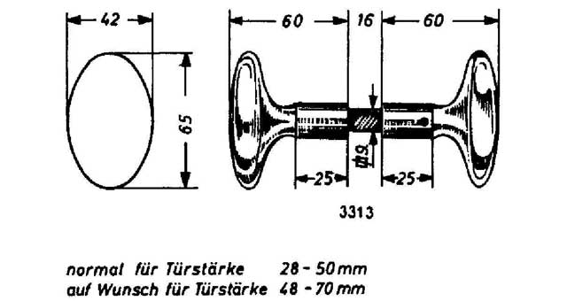492205 HANDLE KNOB OVAL F/MORTISELOCK, SCHWEPPER 3313