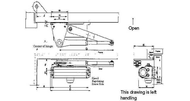 490633 DOOR CLOSER PARALLEL HOLD OPEN, RIGHT HAND MAX DOOR WGT 45KGS