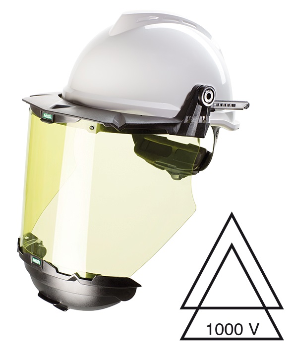310330 HELMET SAFETY W/VISOR, NONVENTED MSA V-GARD 950 RED