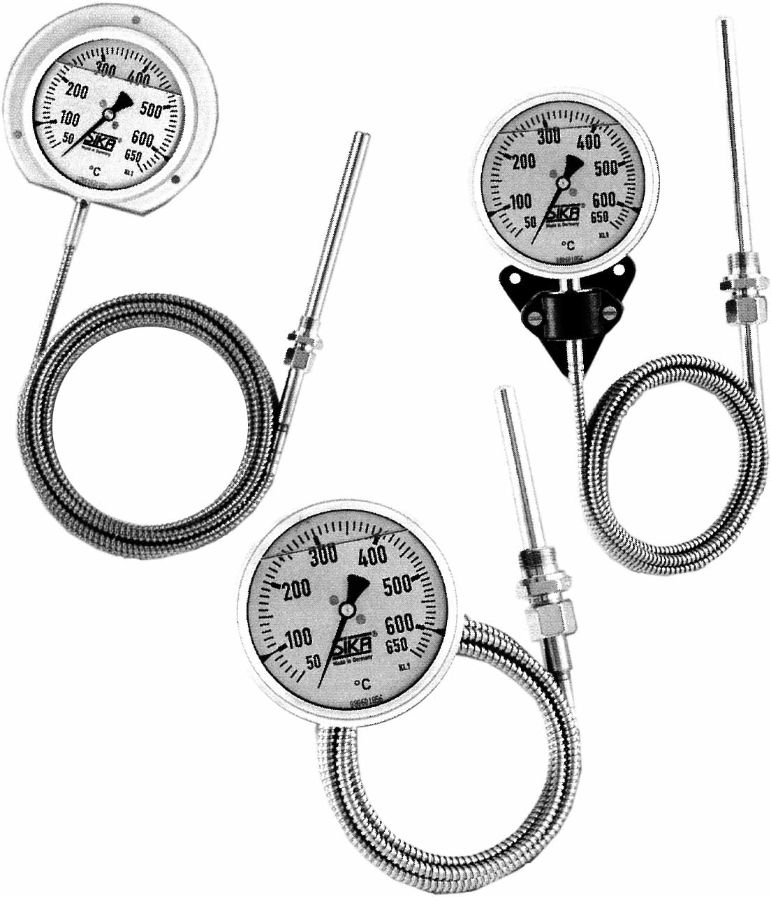 653552 THERMOMETER EXHAUST GAS REMOTE, DIA100MM WALL MOUNT135MM 3/4