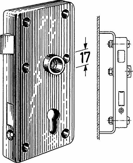 492163 RIM LOCK F/HEAVY DOOR S.STEEL, RIGHT HAND INWARD #3827Z