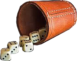 110430 DICE WITH LEATHER CUP
