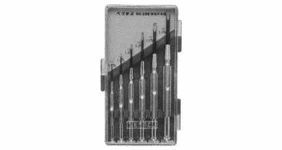 612412 SCREWDRIVER SET WATCH MAKER'S, 6'S SLOTTED & PHILLIPS