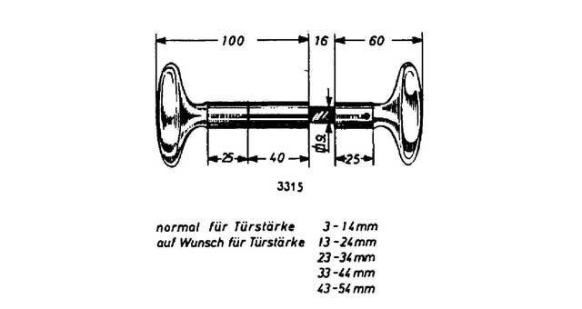 492206 HANDLE KNOB OVAL FOR RIM LOCK, SCHWEPPER 3315
