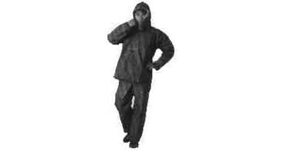 190418 RAIN SUITS WITH HOOD, CLOTH LINED RUBBER SIZE S