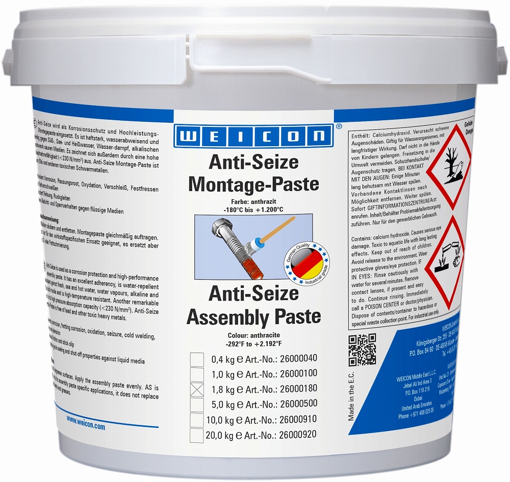 450875 ANTI-SEIZE PASTE WEICON, AS 1800 BUCKET 1.8KG
