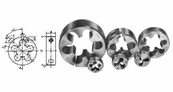 631839 DIE ROUND ADJ METRIC FINE, M18XP1.5XOD50MM CARBON STEEL